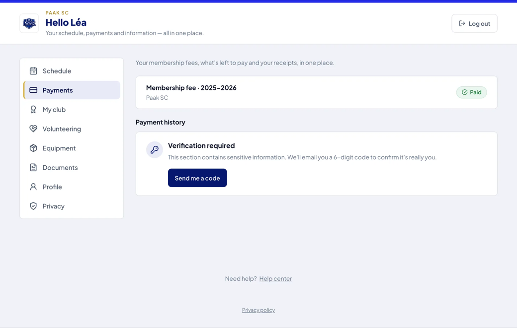 The member portal: the fee and its status, in one place