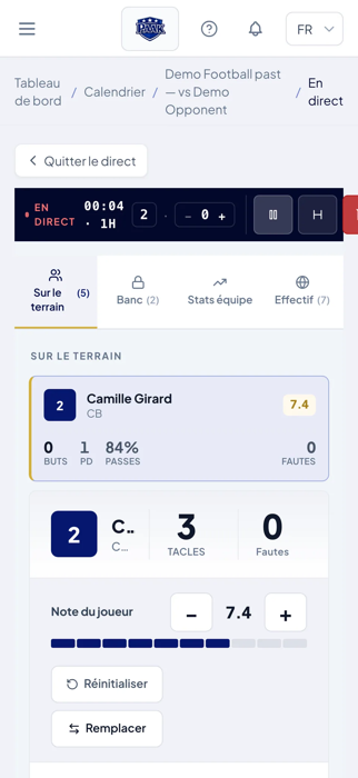 Le suivi de match en direct, sur mobile